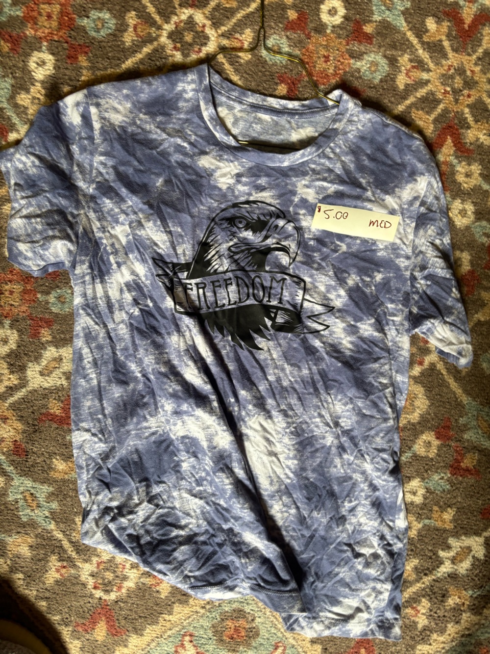 Tie-Dye Freedom Graphic Tee - Blue & White